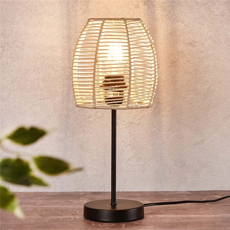 Billyoh Contrast Rattan Table Lamp Rattan Table Lamp With Black Base