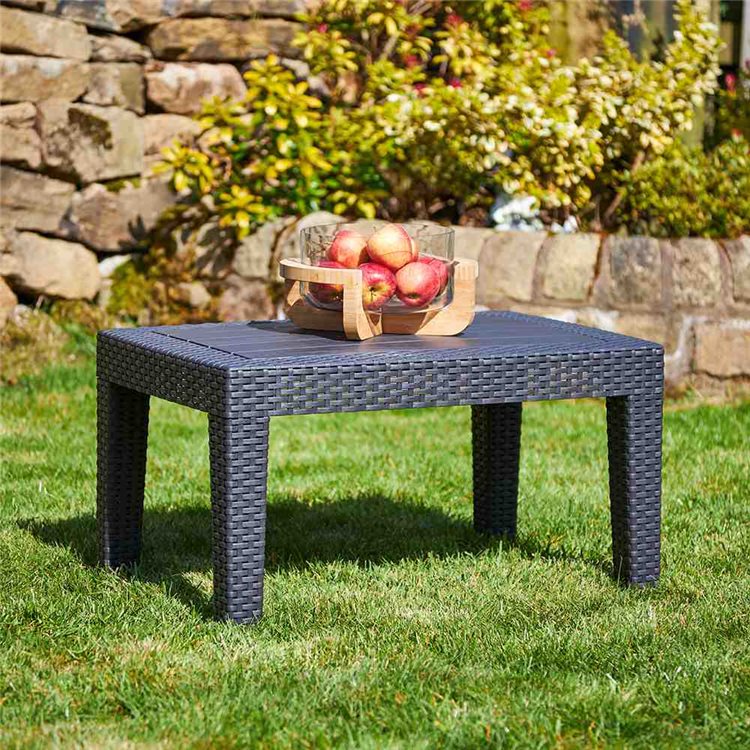 Rattan Effect Outdoor Coffee Table Brown