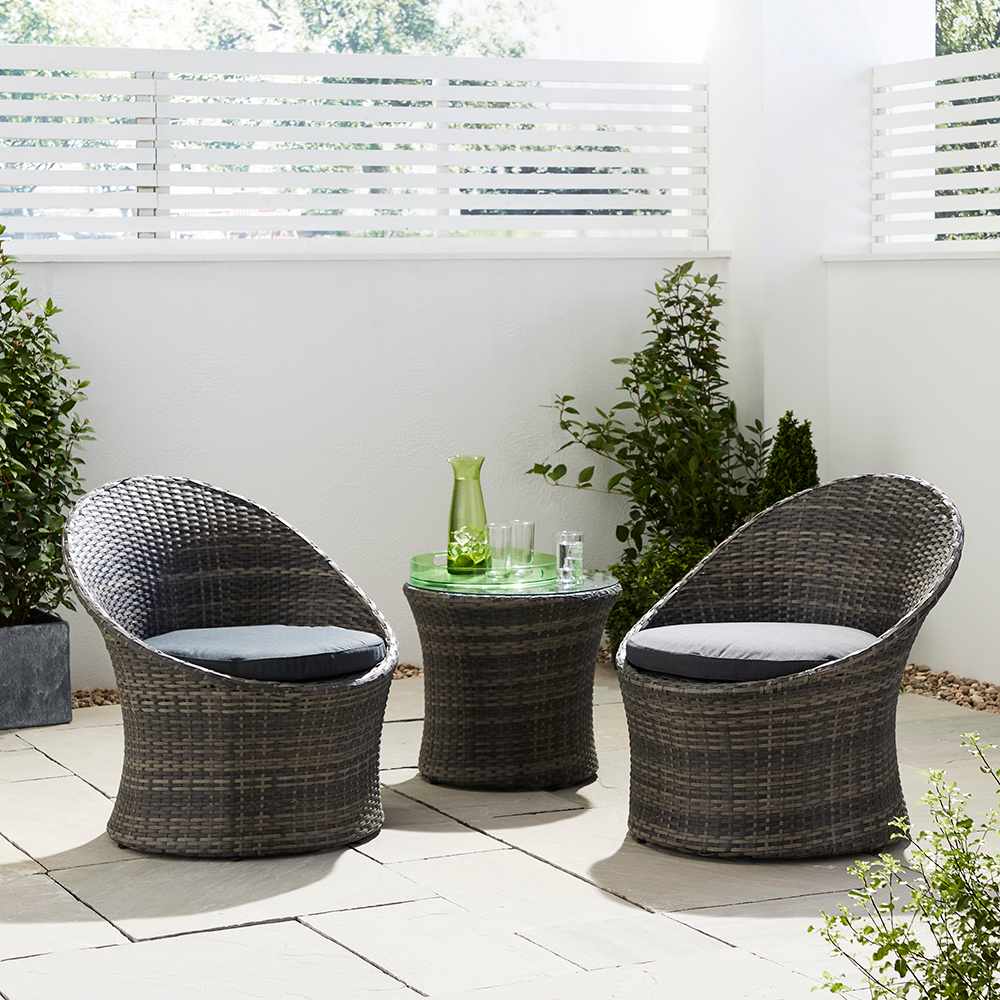 Click to view product details and reviews for 3 Piece Rattan Bistro Garden Egg Set Grey.
