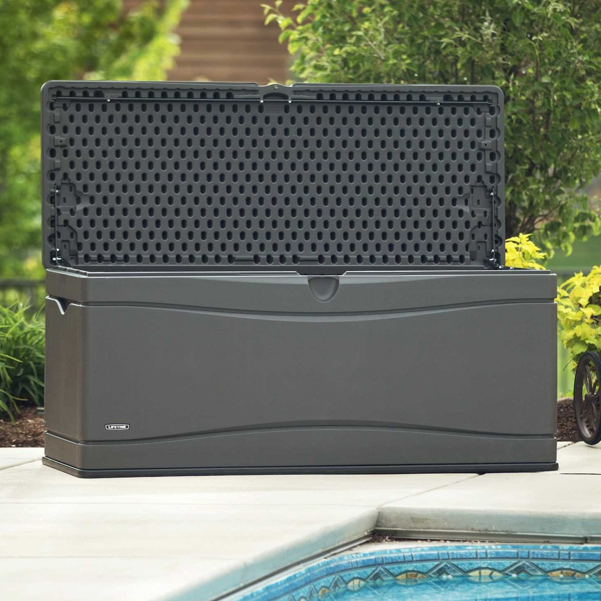 Click to view product details and reviews for Lifetime 500l Large Cushion Box Dark Grey 500l.