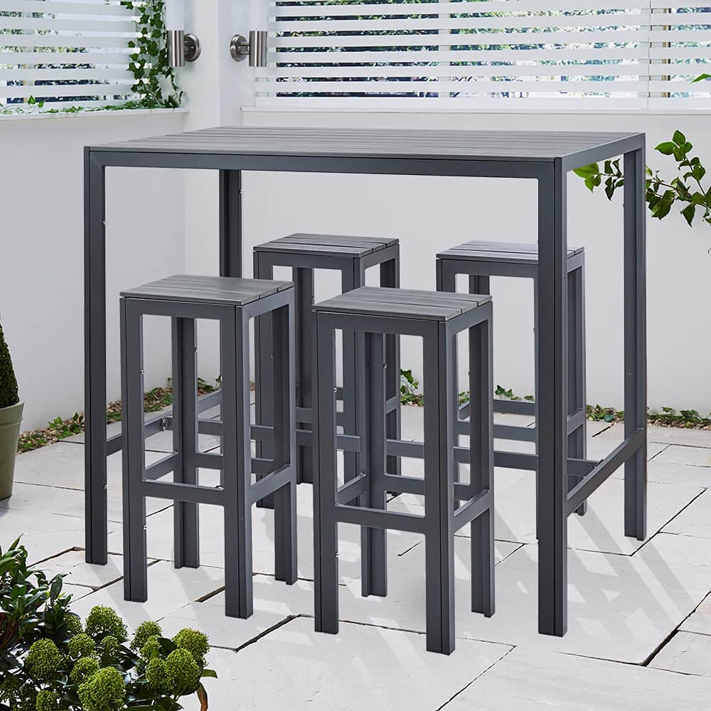 High Bar Table 4 Stool Grey Polywood Set 4 Stool Set