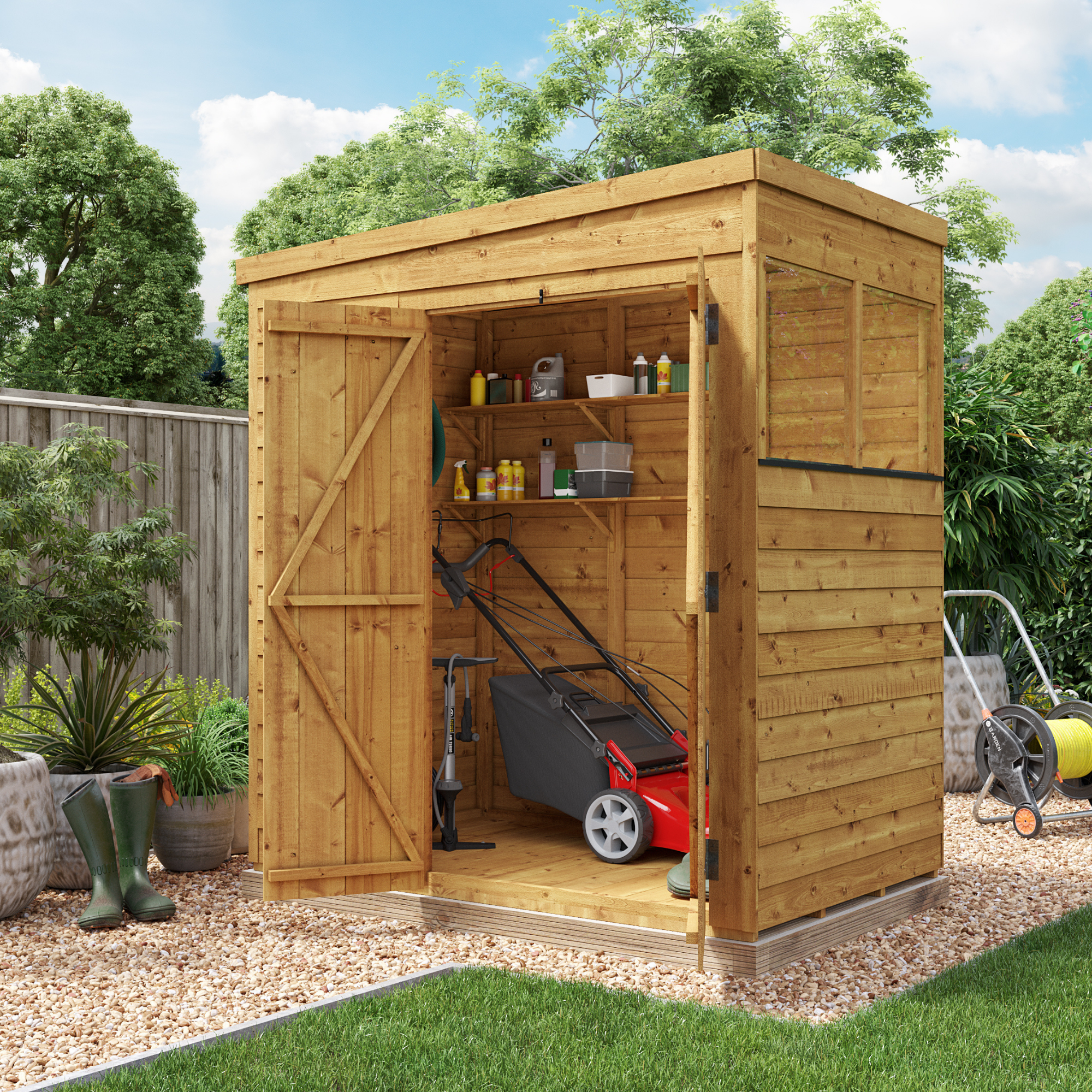 BillyOh Switch Overlap Pent Shed - 4x6 Windowed