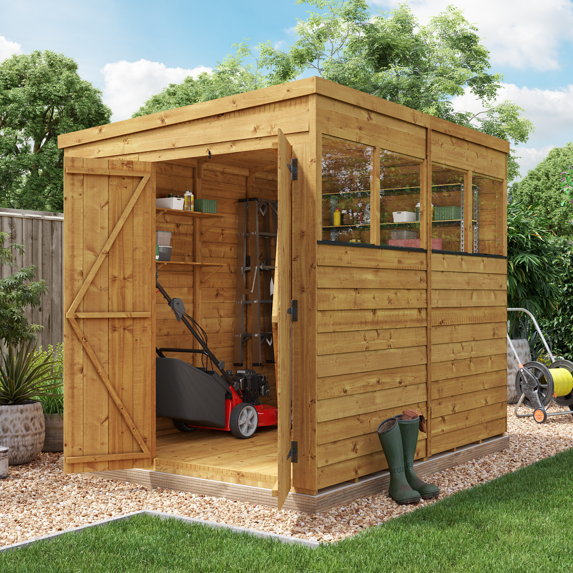 BillyOh Switch Overlap Pent Shed - 8x6 Windowed