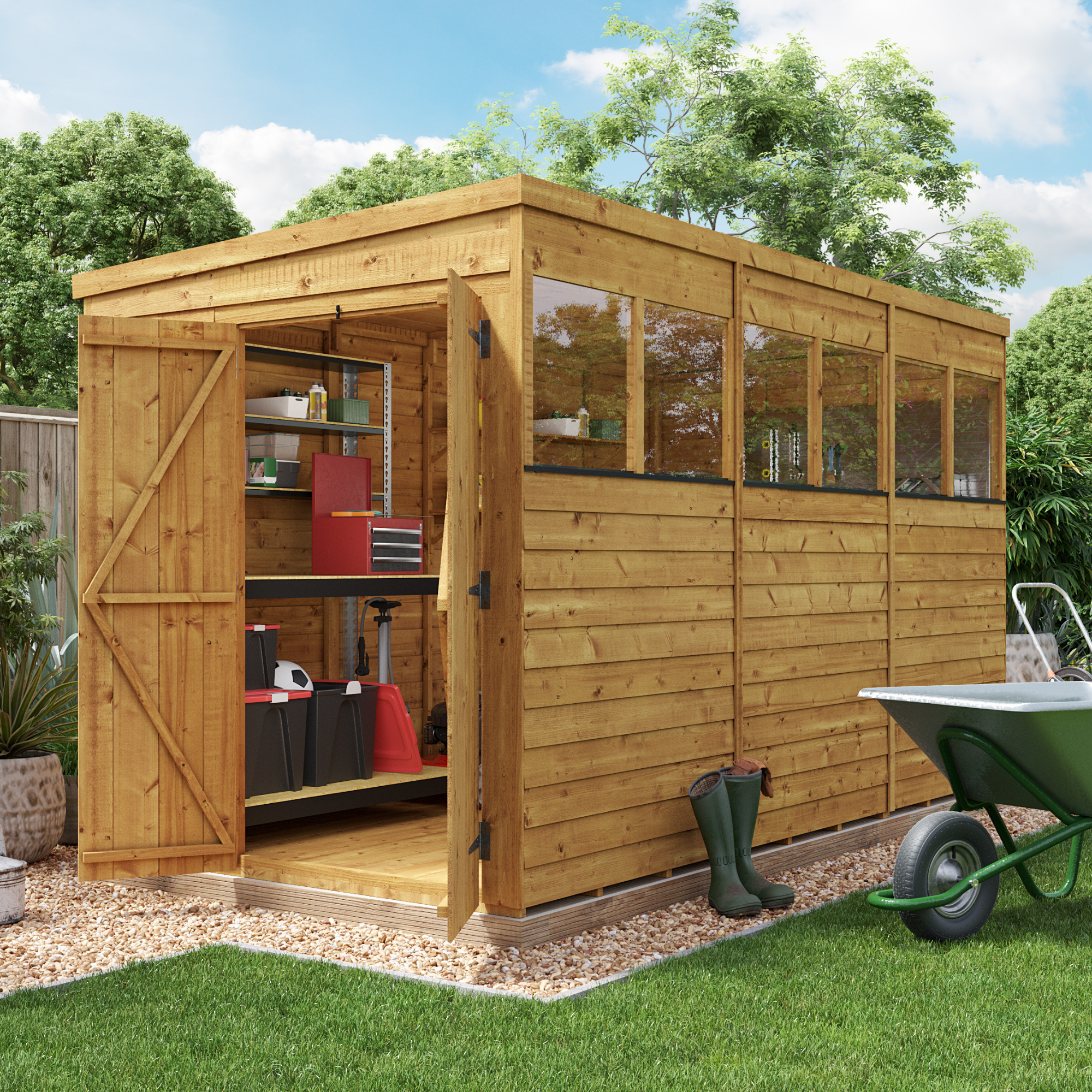 BillyOh Switch Overlap Pent Shed - 12x6 Windowed