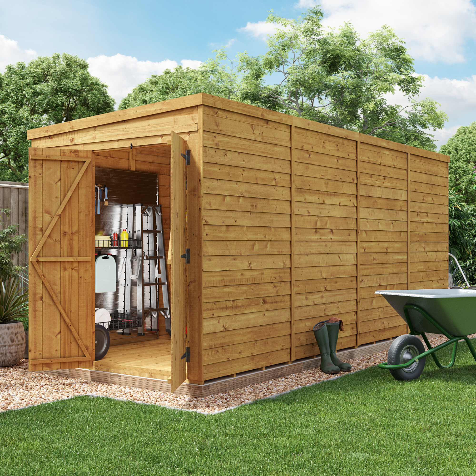 BillyOh Switch Overlap Pent Shed - 16x6 Windowless