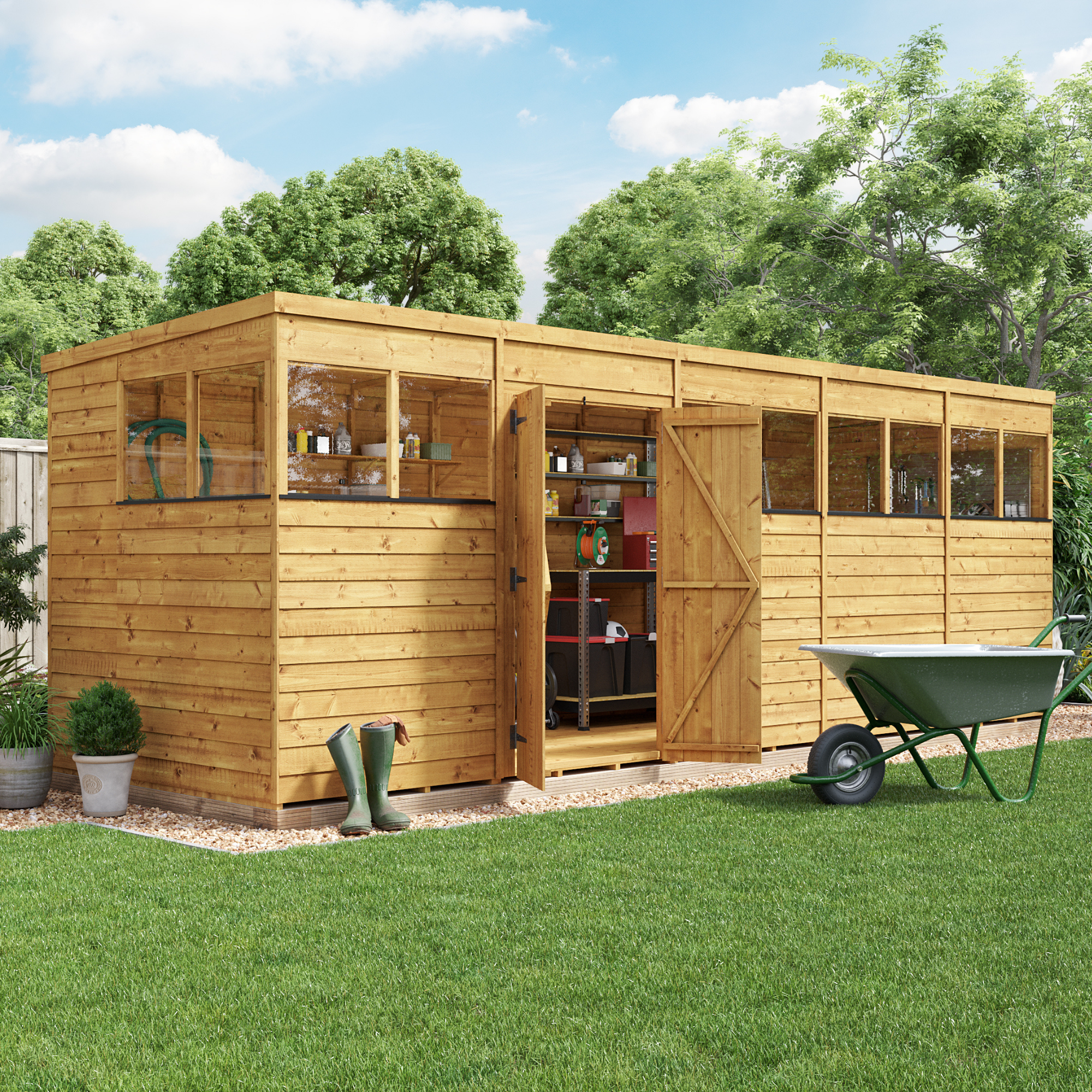 BillyOh Switch Overlap Pent Shed - 20x6 Windowed at Garden Buildings Direct