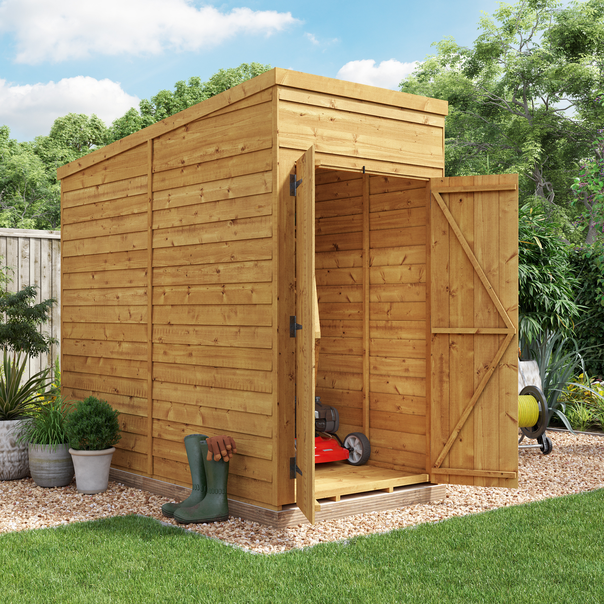 BillyOh Switch Overlap Pent Shed - 4x8 Windowless