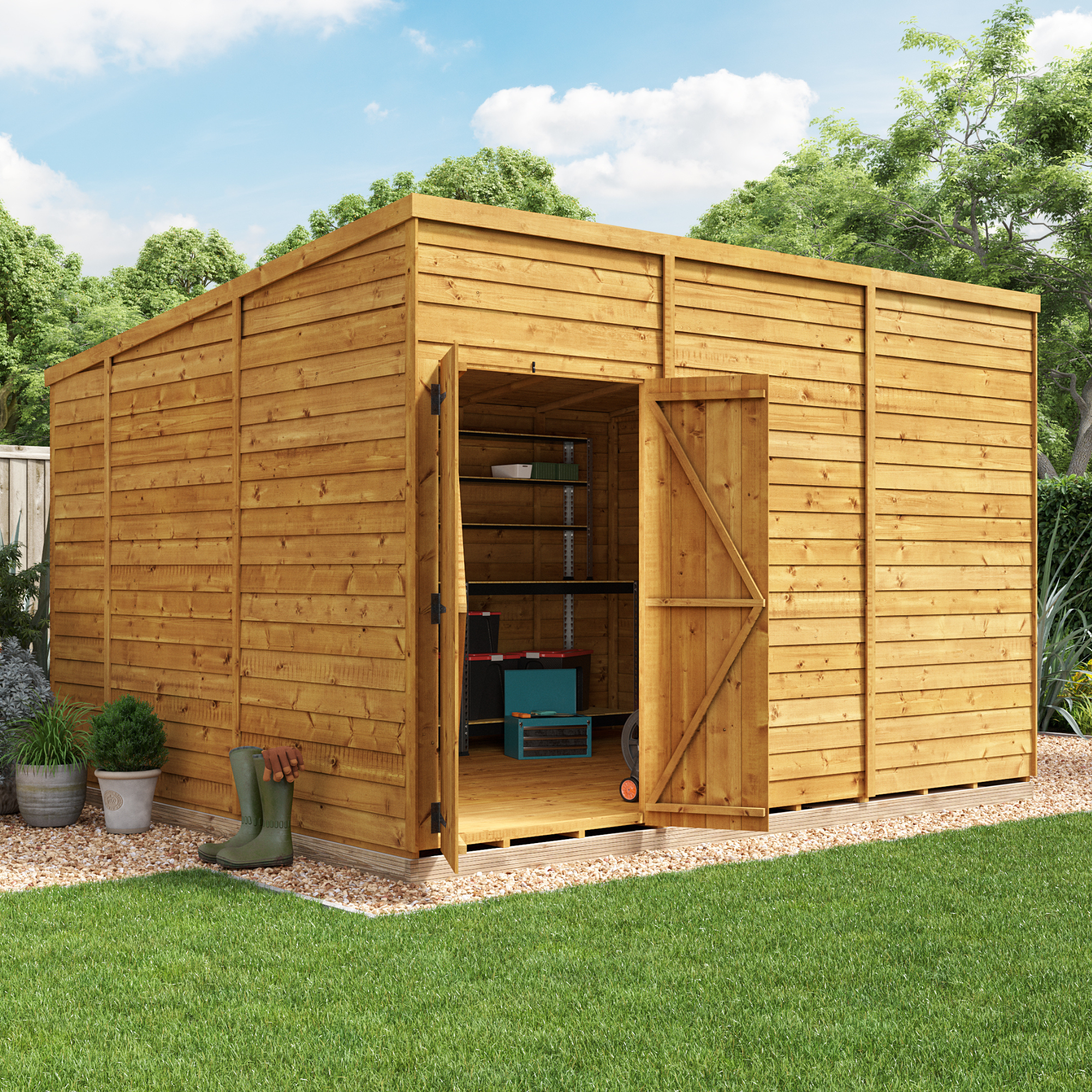 BillyOh Switch Overlap Pent Shed - 12x10 Windowless
