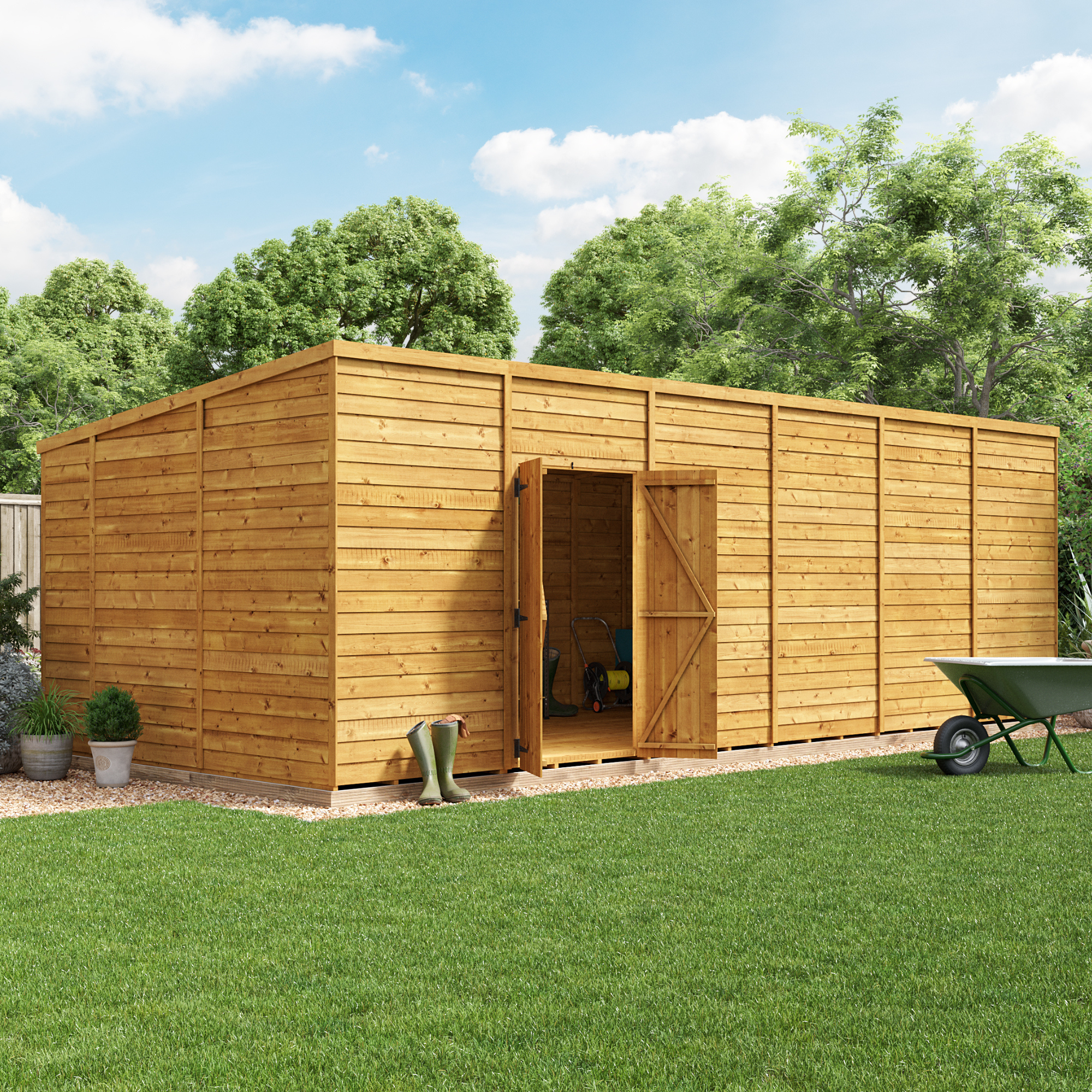 BillyOh Switch Overlap Pent Shed - 24x10 Windowless at Garden Buildings Direct