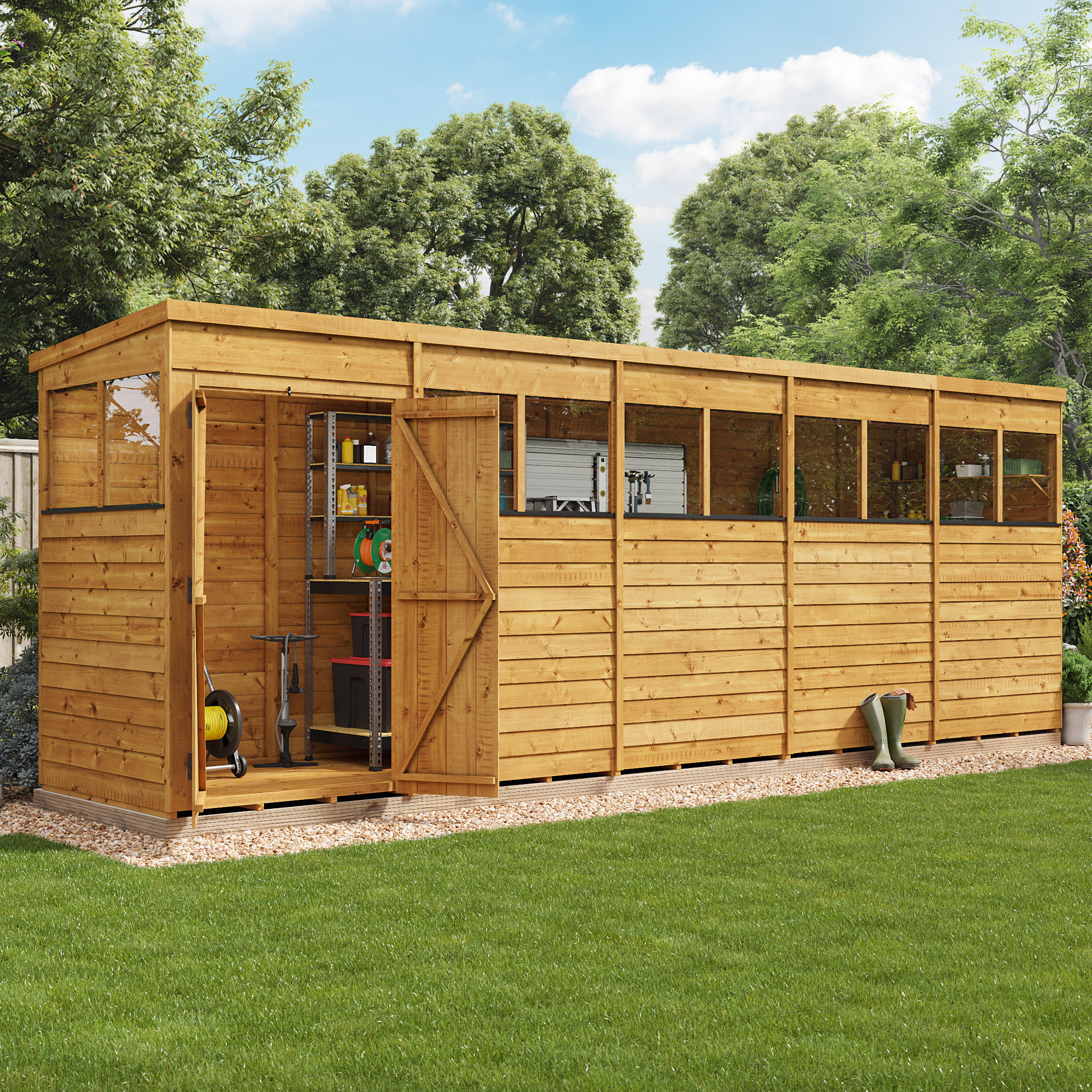 BillyOh Switch Overlap Pent Shed - 20x4 Windowed