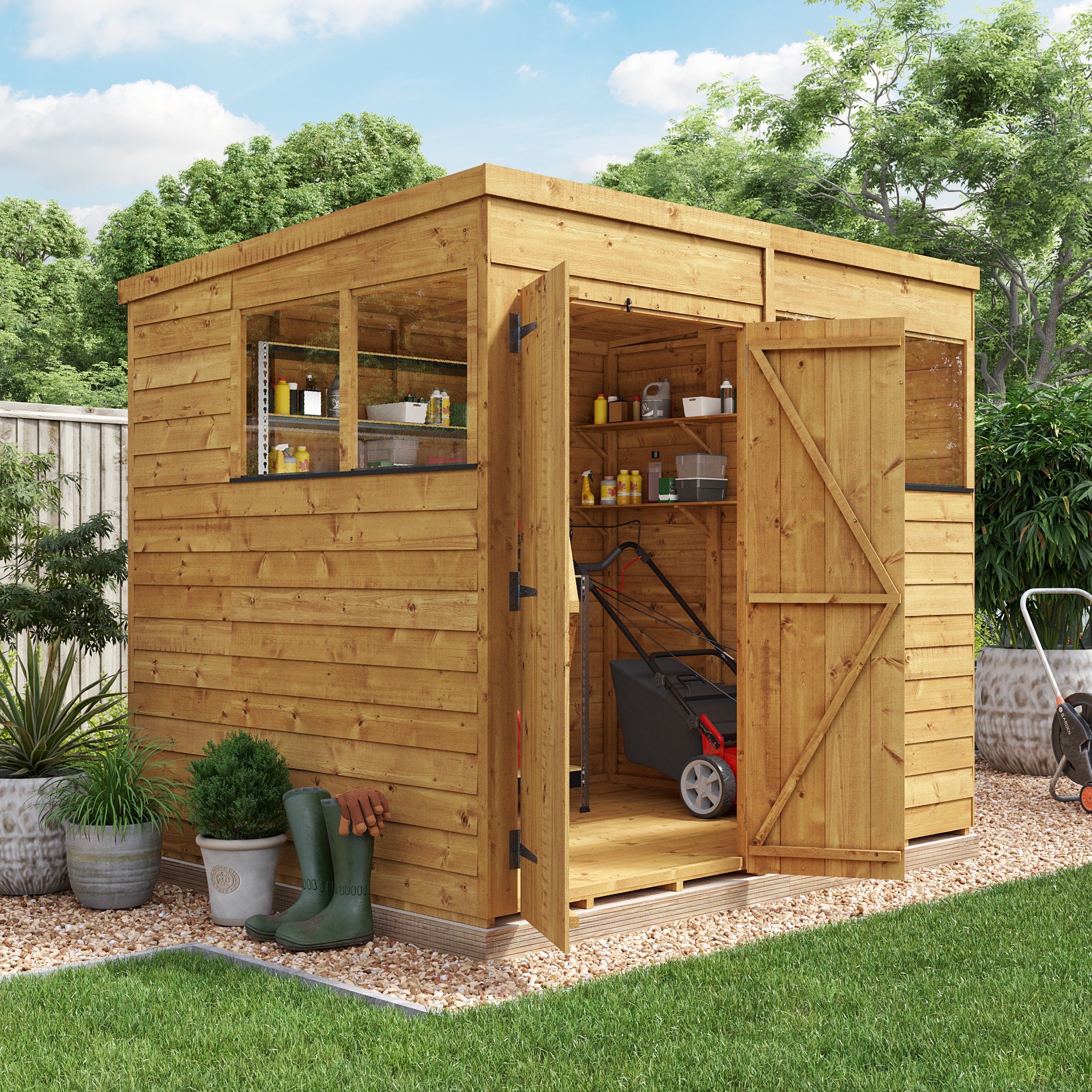 Billyoh Switch Overlap Pent Shed 16x8 Windowless