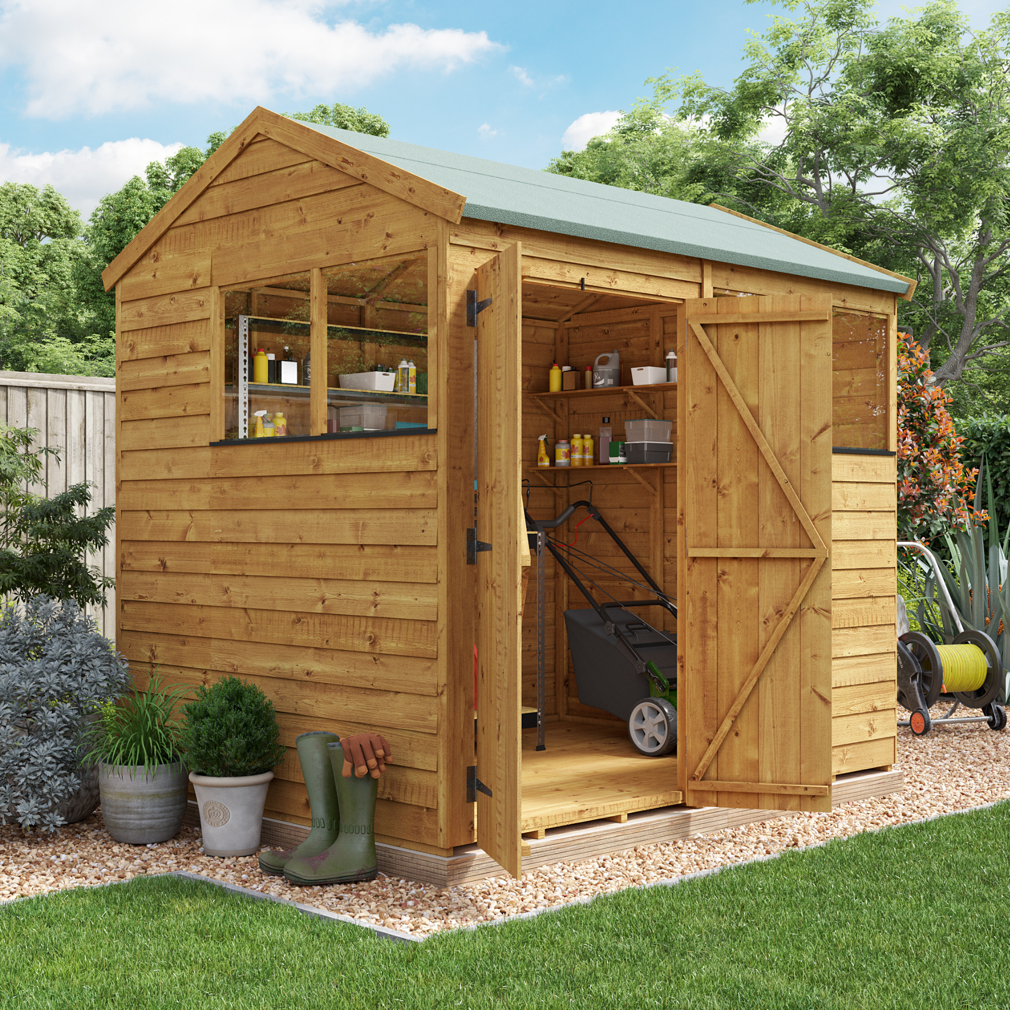 BillyOh Switch Overlap Apex Shed - 8x6 Windowed at Garden Buildings Direct