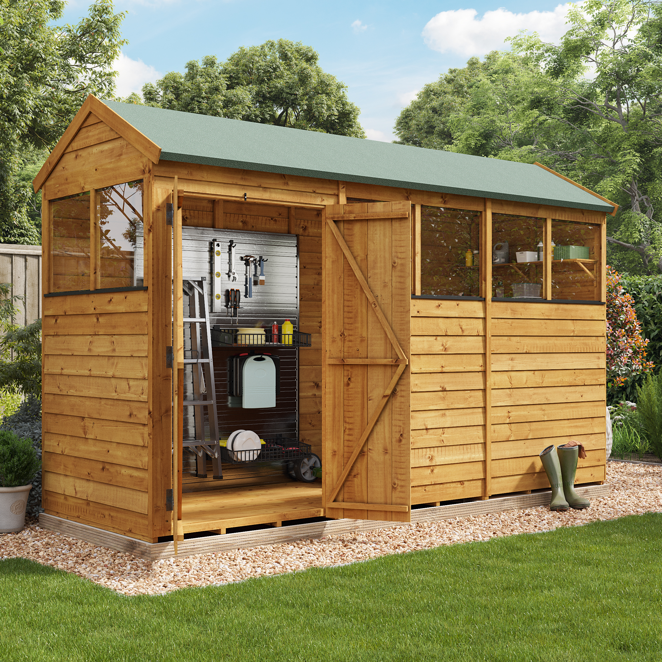 BillyOh Switch Overlap Apex Shed - 12x4 Windowed
