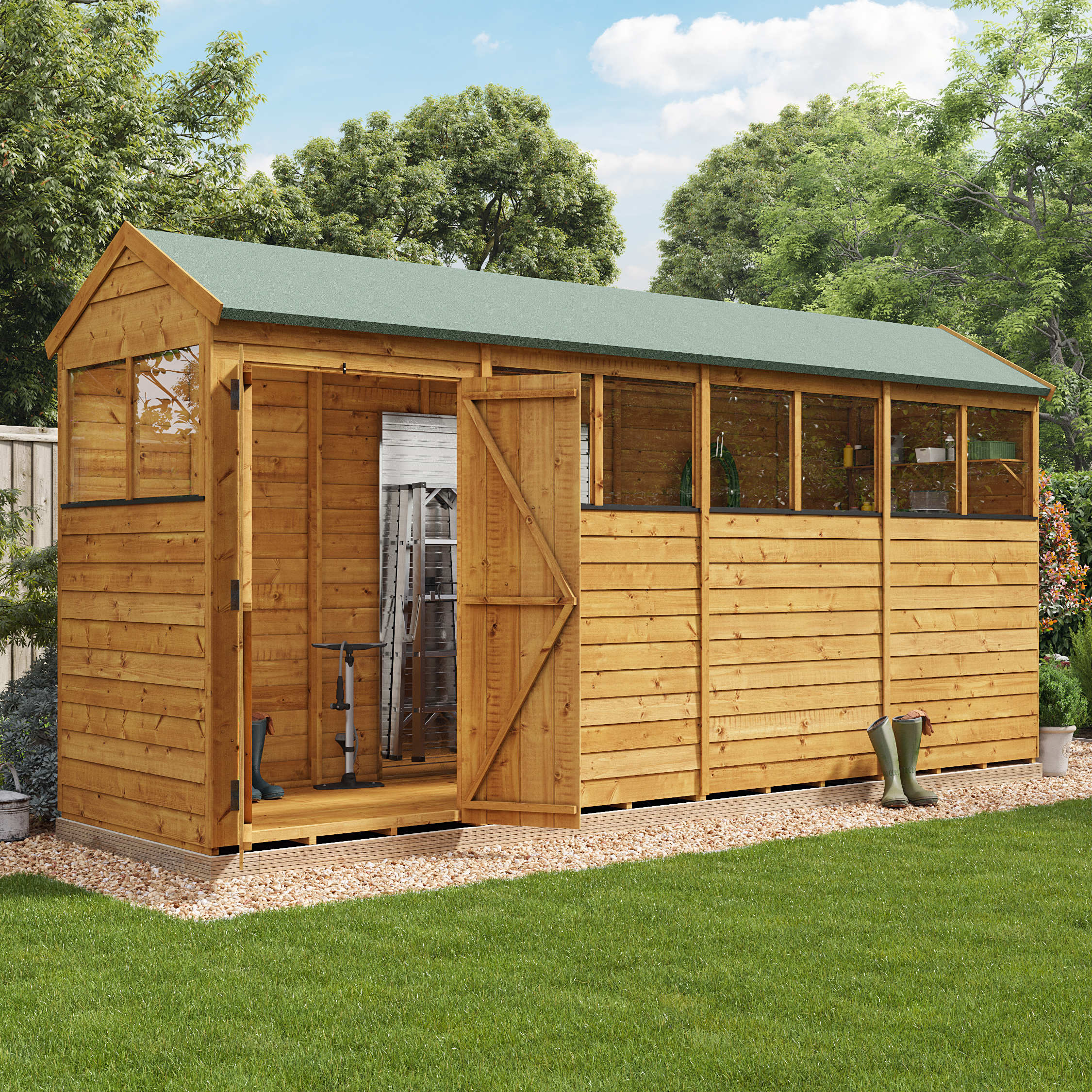 BillyOh Switch Overlap Apex Shed - 16x4 Windowed