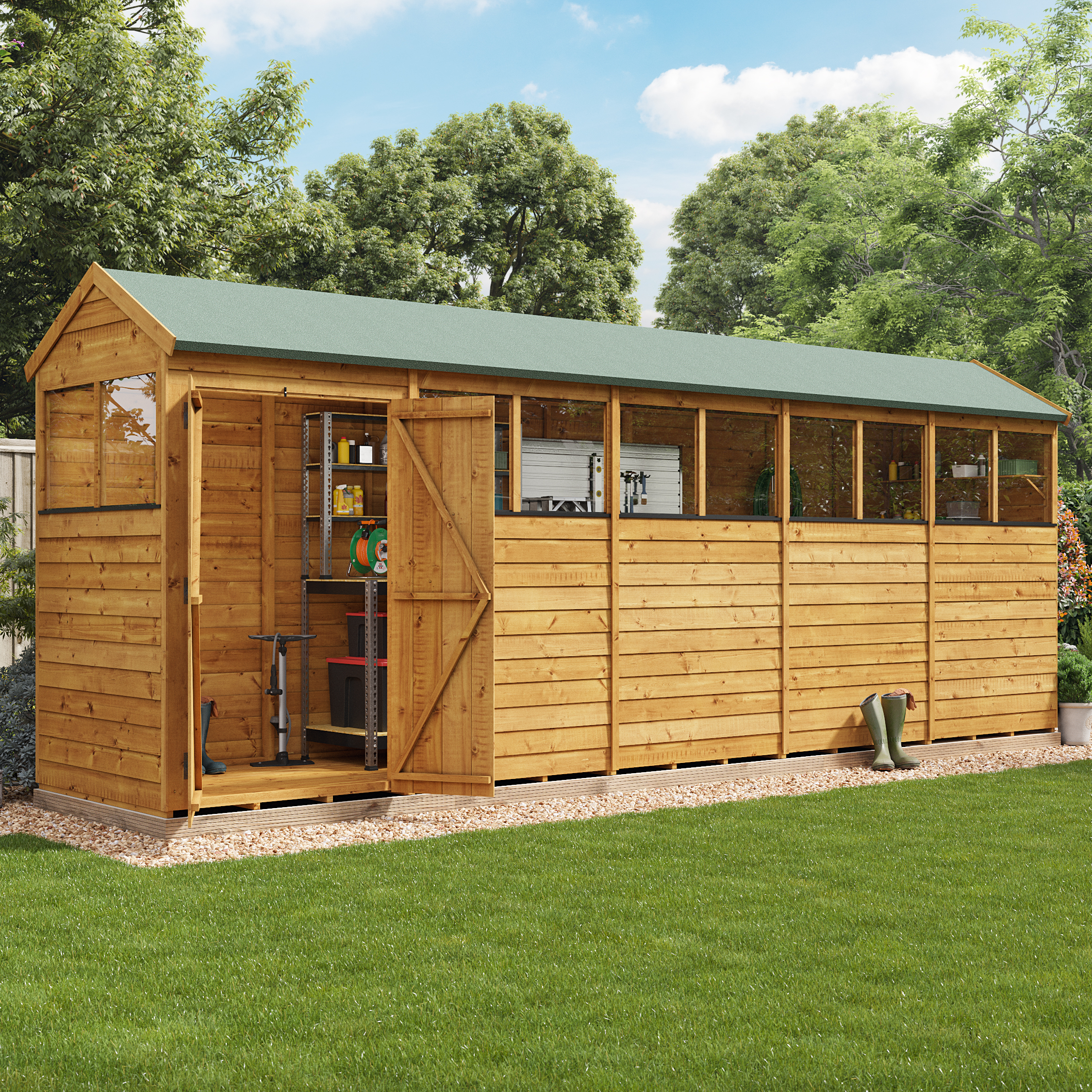BillyOh Switch Overlap Apex Shed - 20x4 Windowed