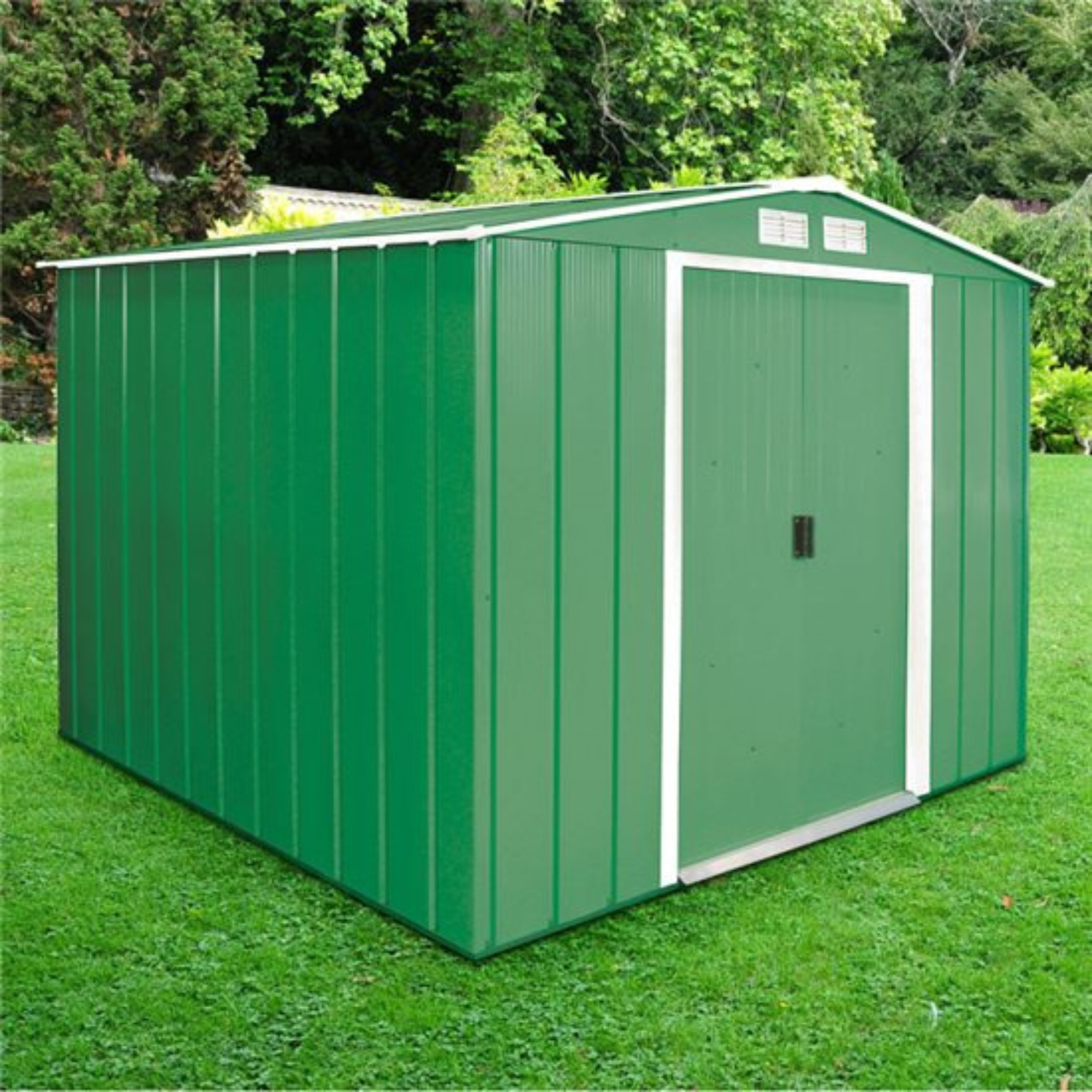 Sapphire Apex Metal Shed - 8x8 Green