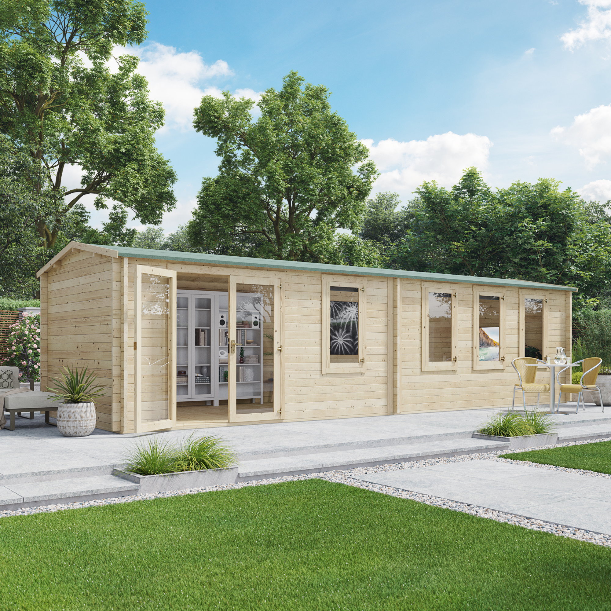 BillyOh Devon Max Log Cabin - PT-9.0m x 3.0m (30 x 10ft) 44mm at Garden Buildings Direct