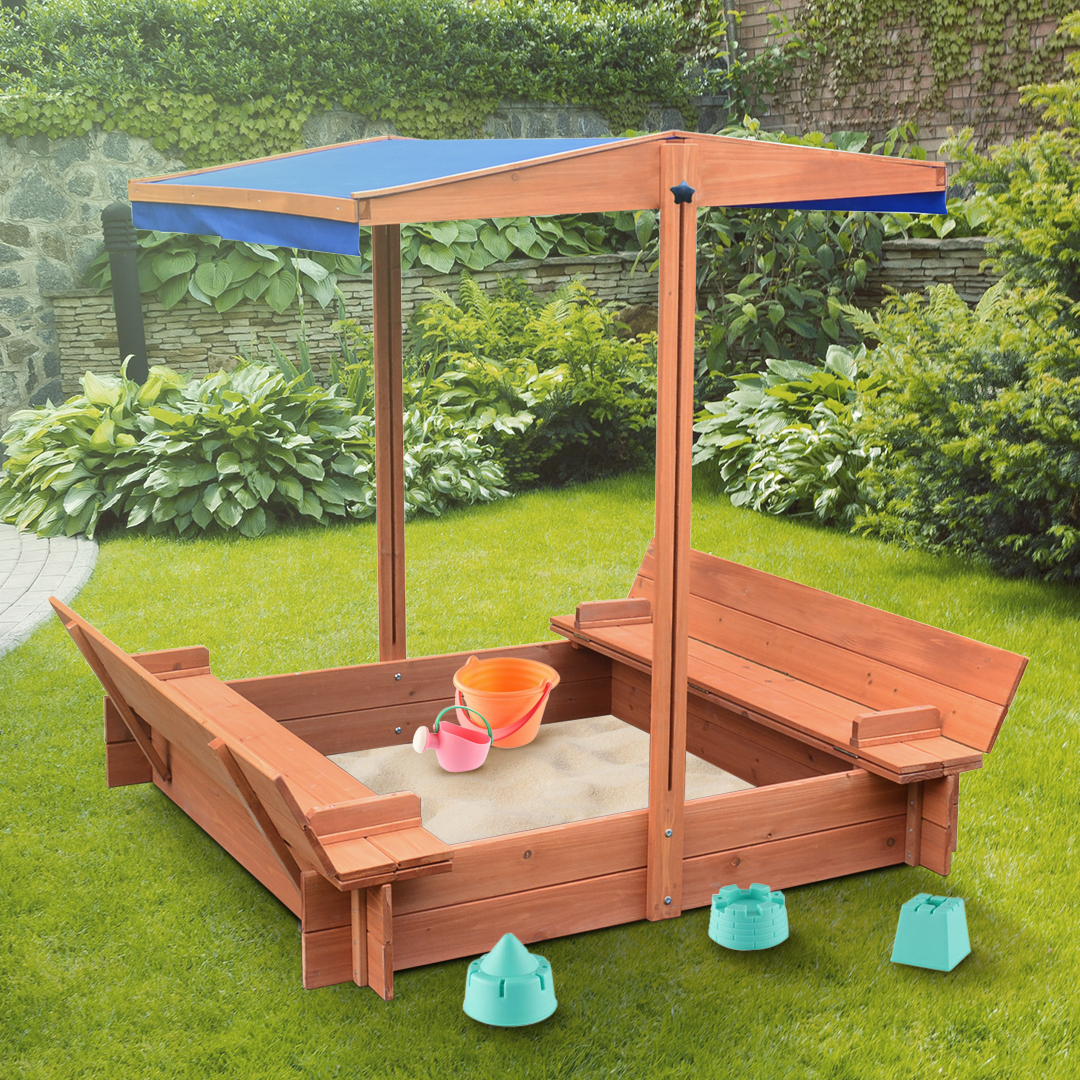 1.2m Square Sandpit With Cover and Seating - BillyOh Cabana