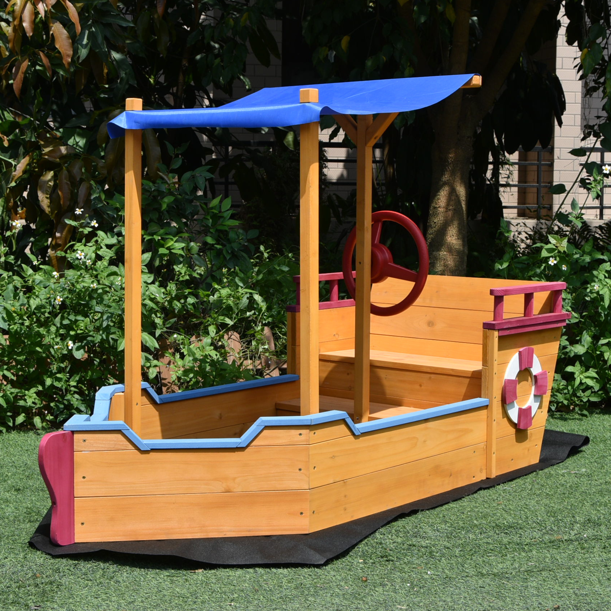 BillyOh Pirate Ship Sandpit with Canopy - 1.6m x 0.7m