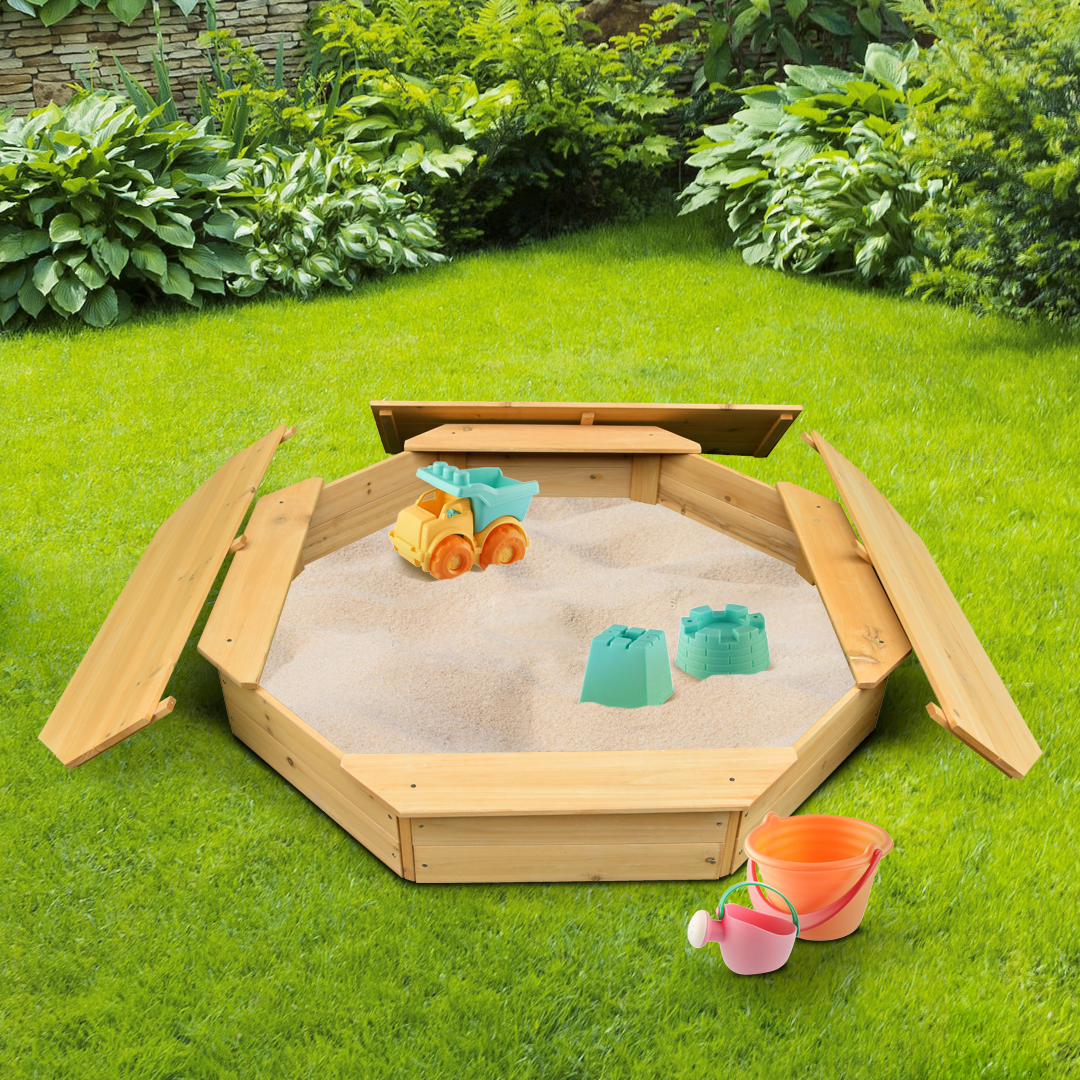 Octagonal Wooden Sandpit With Lid | BillyOh