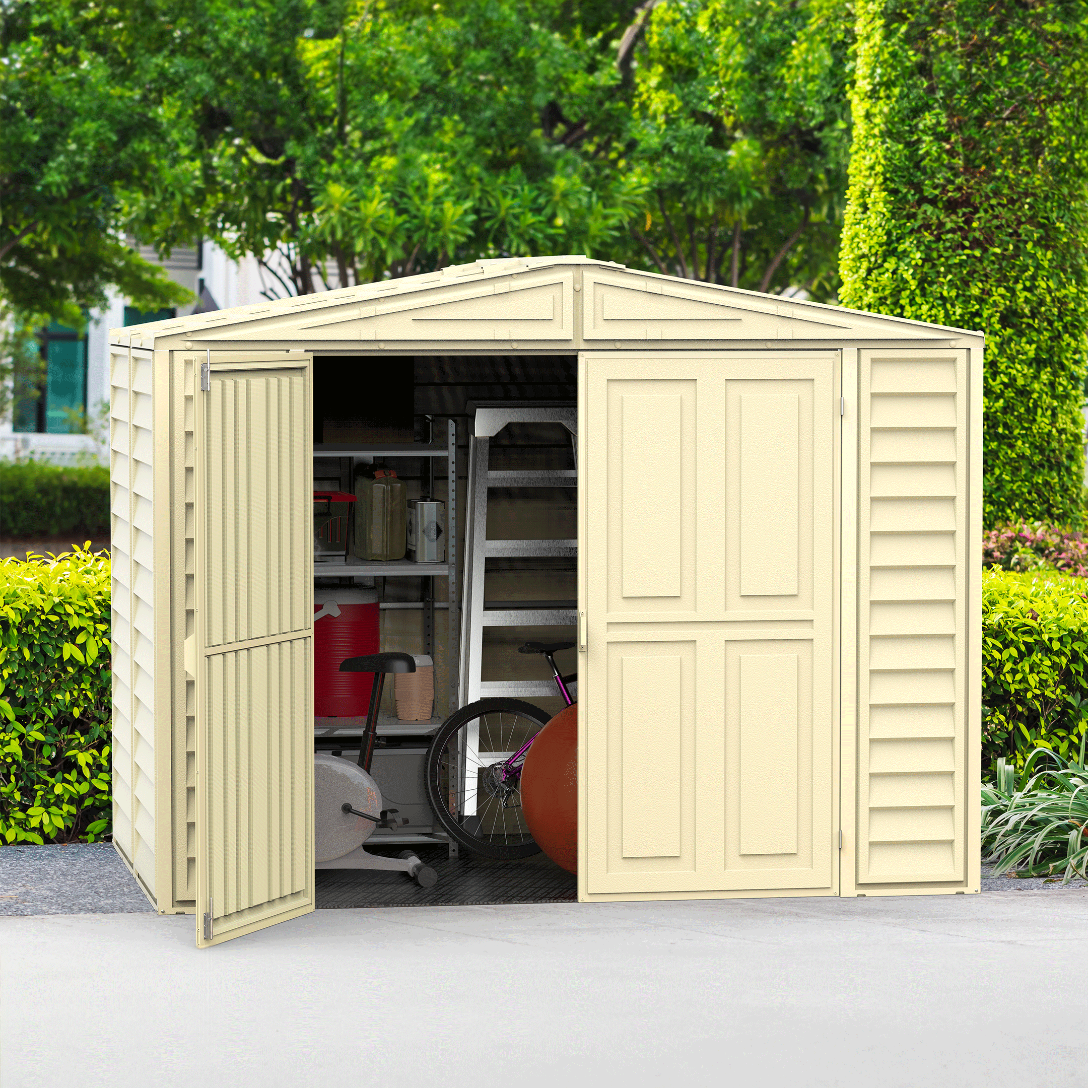 Saffron 8x8ft Vinyl Shed with Foundation Kit - 8x8 at Garden Buildings Direct