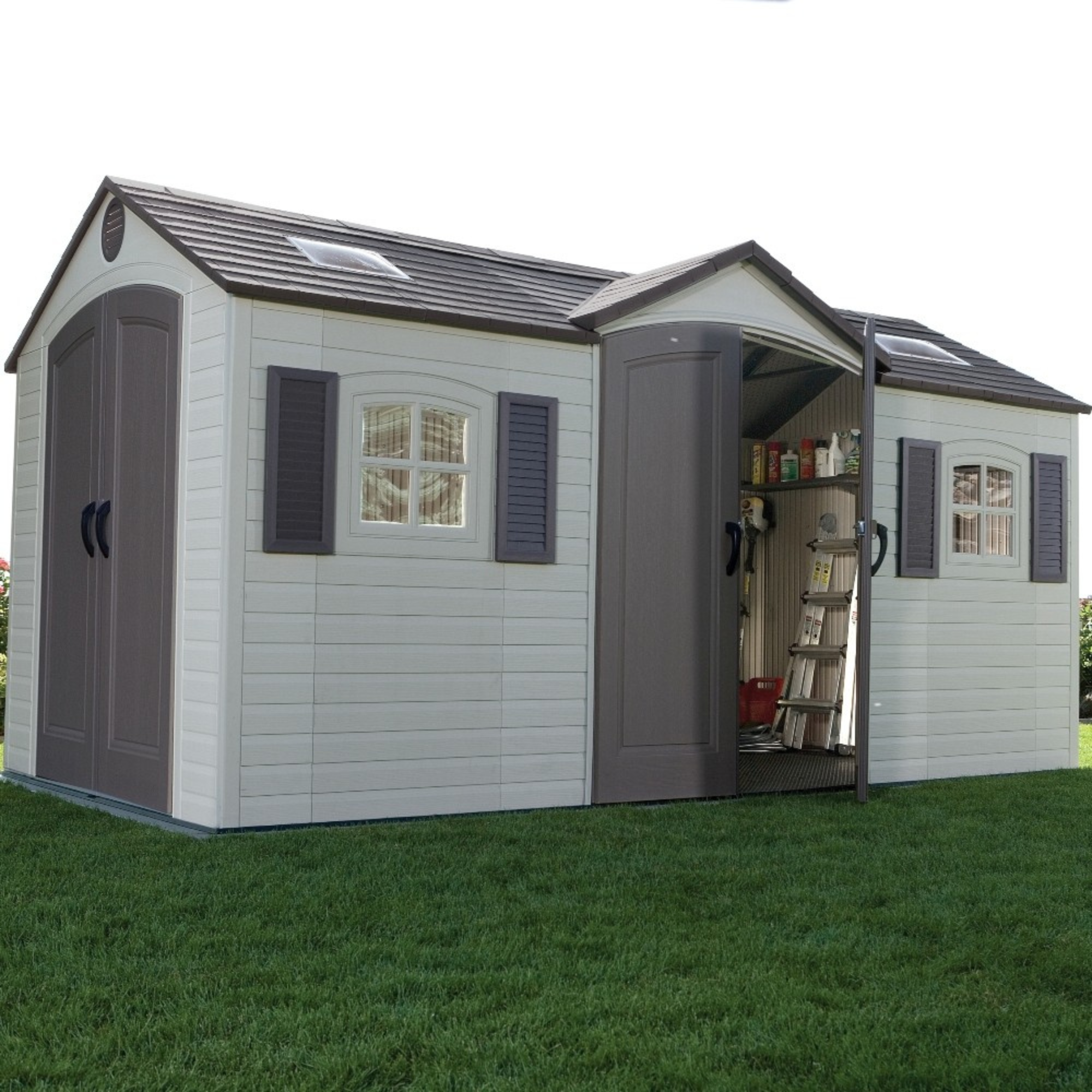 Lifetime 15ftx8ft Heavy Duty Dual Entrance Plastic Shed Dual Entrance