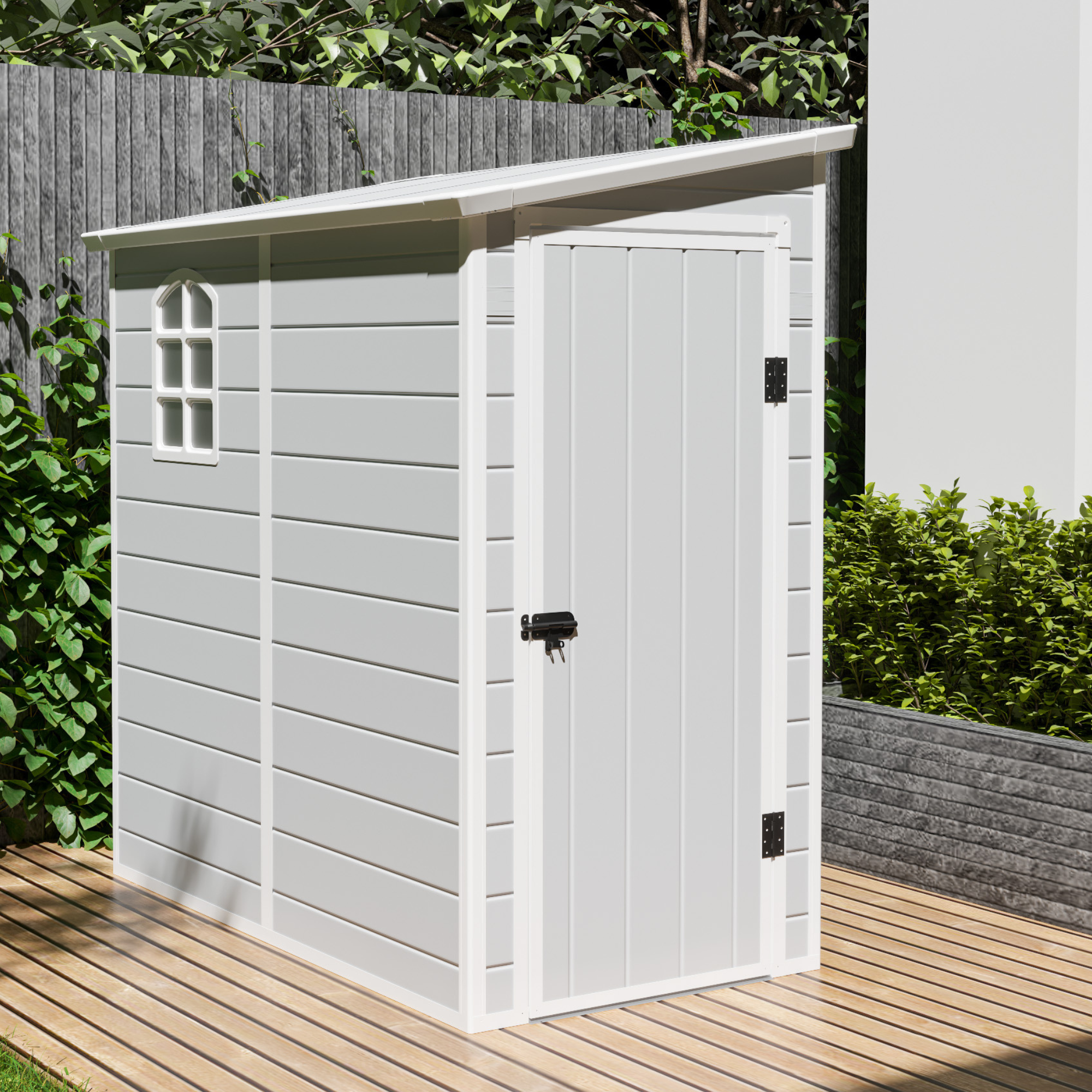 Jasmine Lean-To Pent Plastic Shed Light Grey - 4x6ft