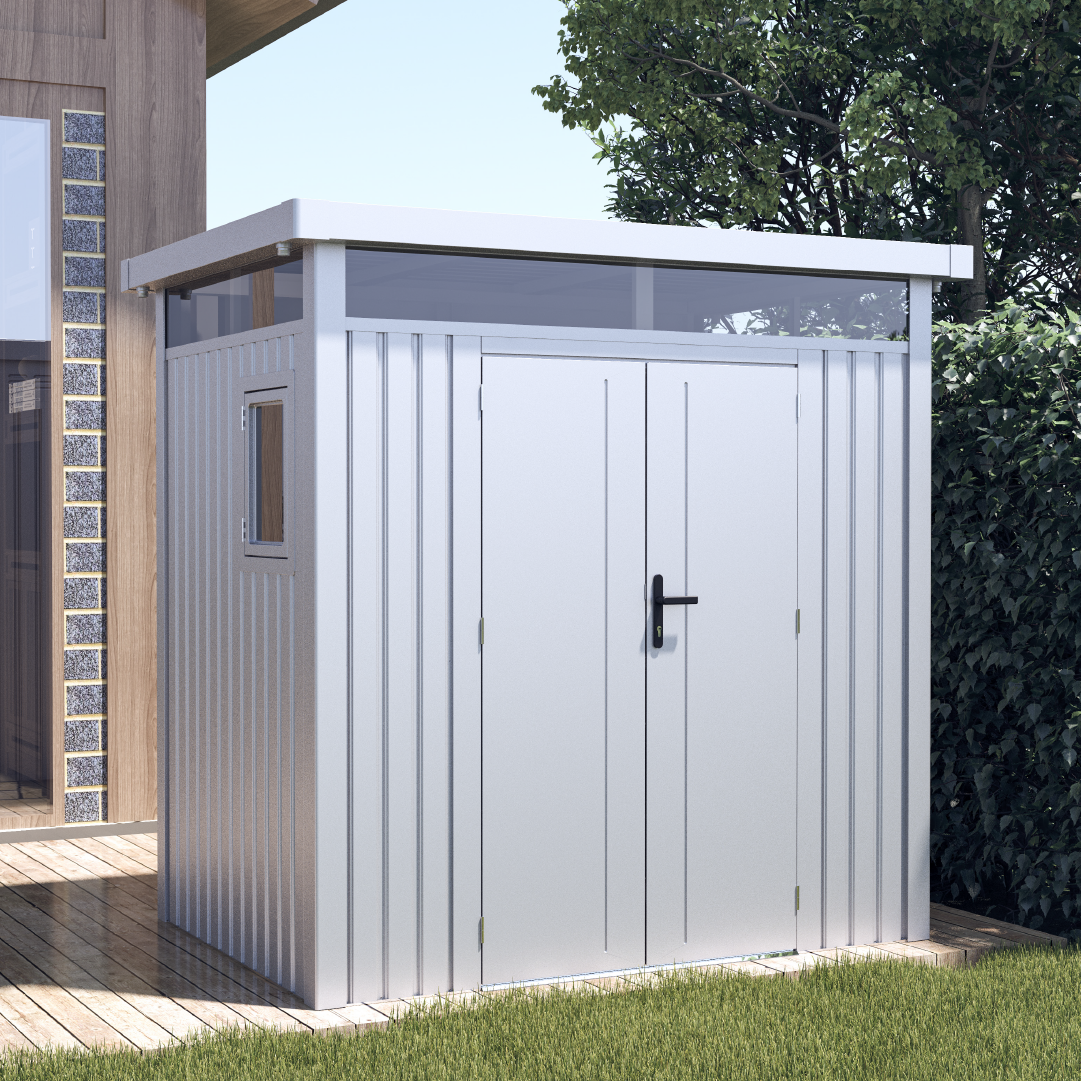 BillyOh Centro Pent Metal Shed - 8x5ft - Biohort Highline Metal Storage Shed at Garden Buildings Direct