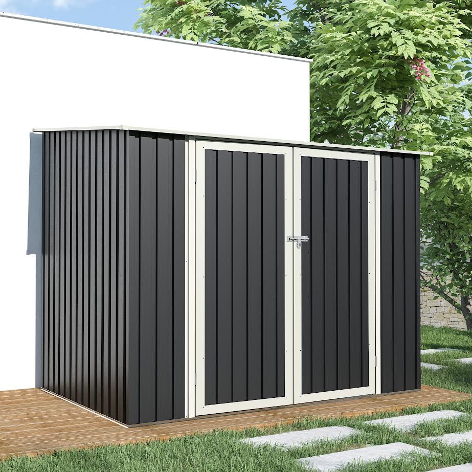 BillyOh Knighton Pent Metal Shed - 7x5 Grey