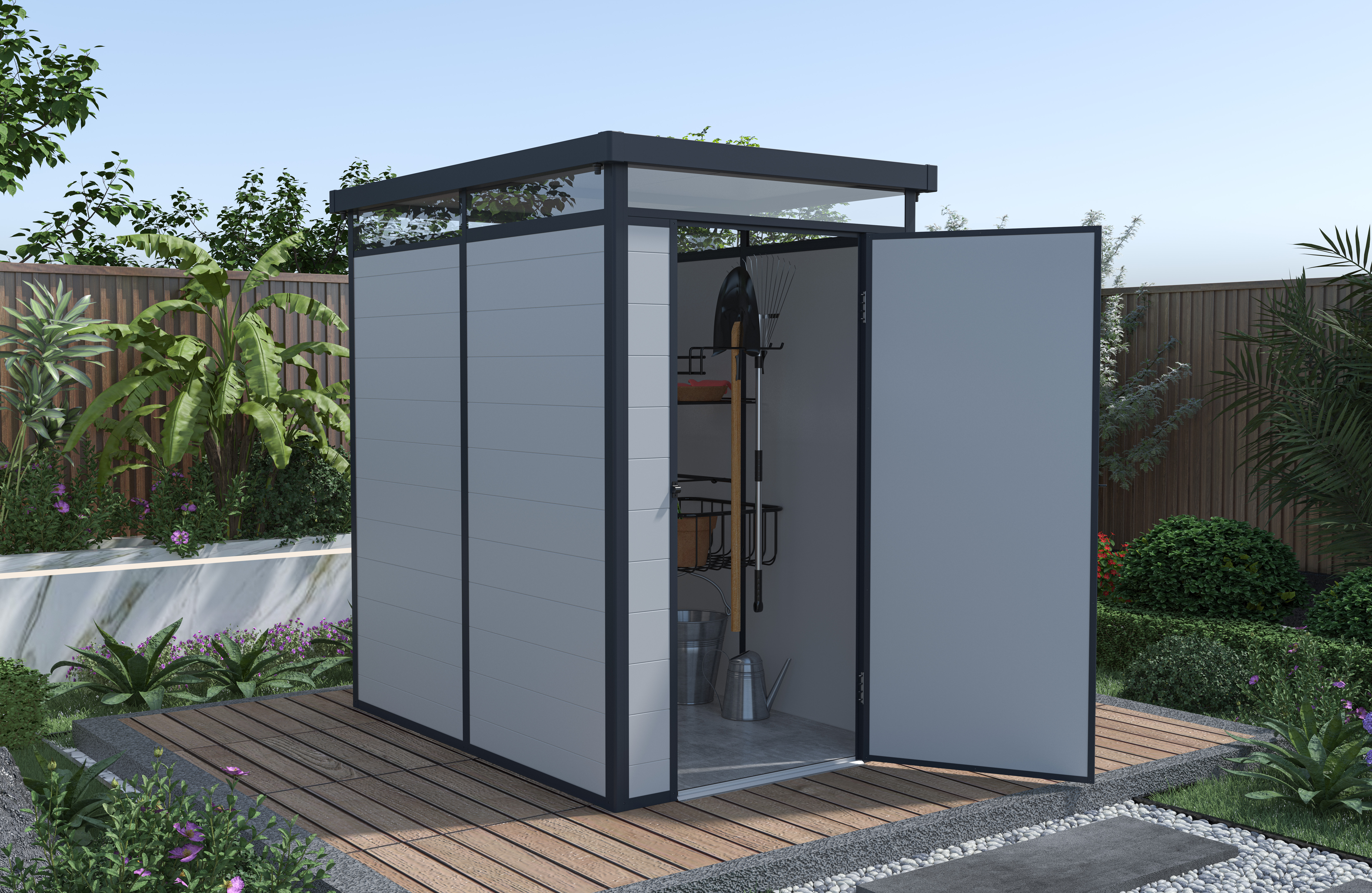 BillyOh York Pent White Plastic Shed - 4x6 Grey at Garden Buildings Direct