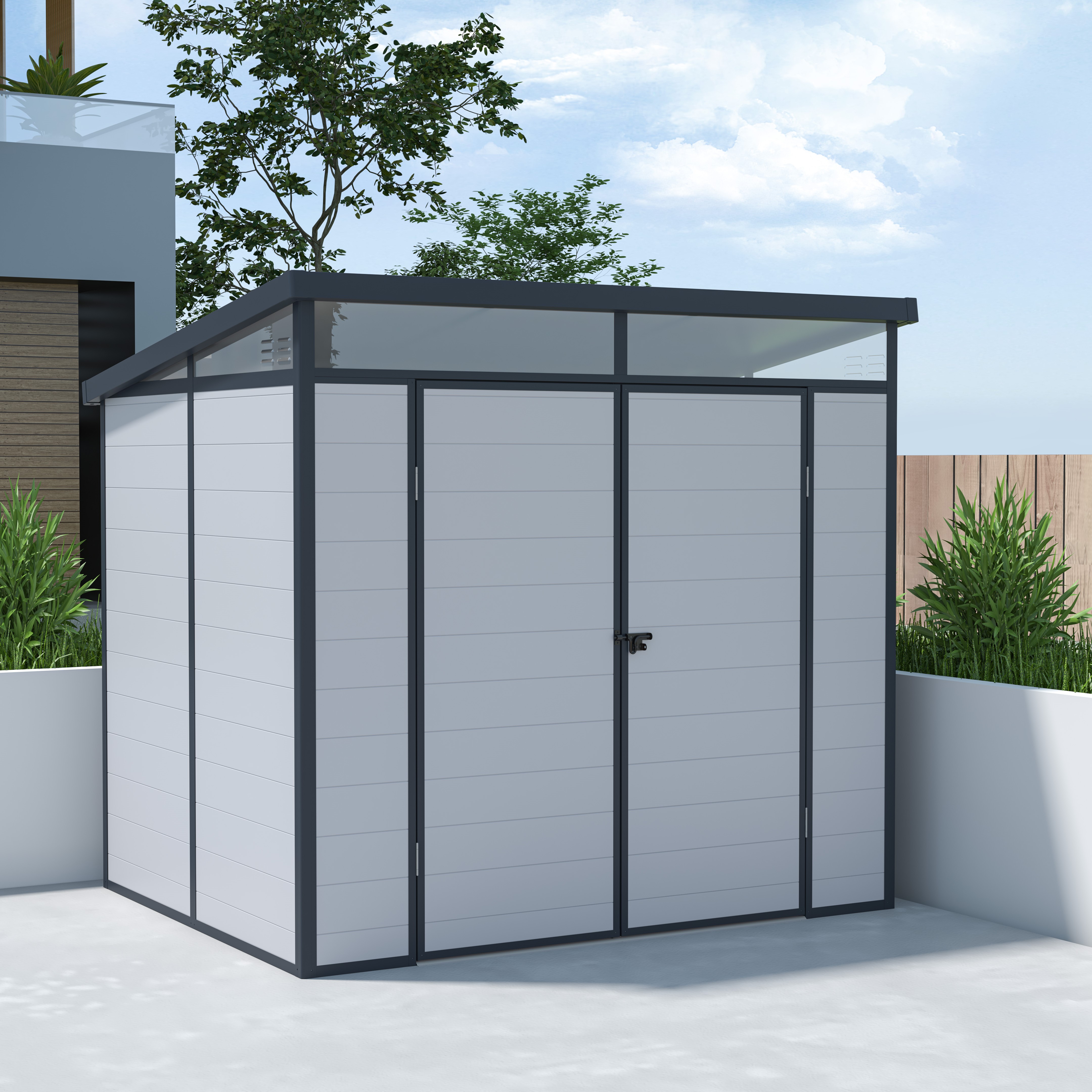 BillyOh Stafford Pent Plastic Shed - 8x6 Grey